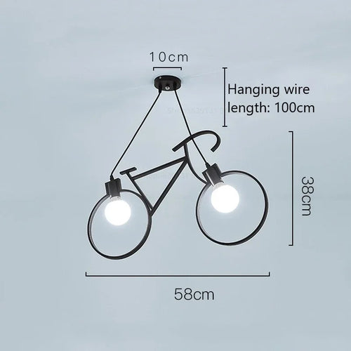 Modern iron bicycle pendant light for home decor - vue 11 sur 12