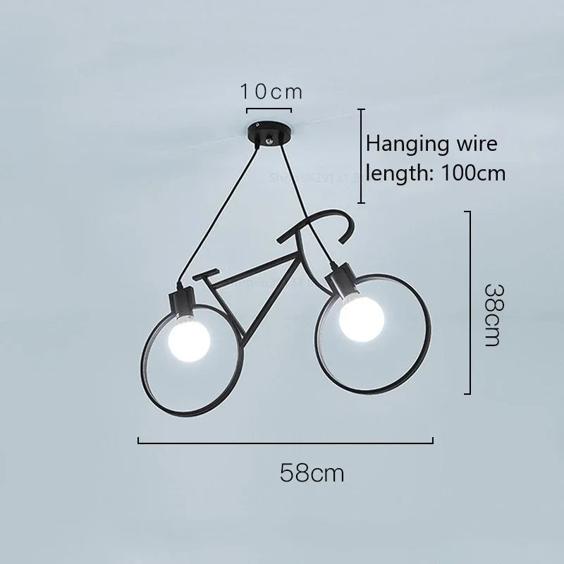 Modern iron bicycle pendant light for home decor - vue 10 sur 12