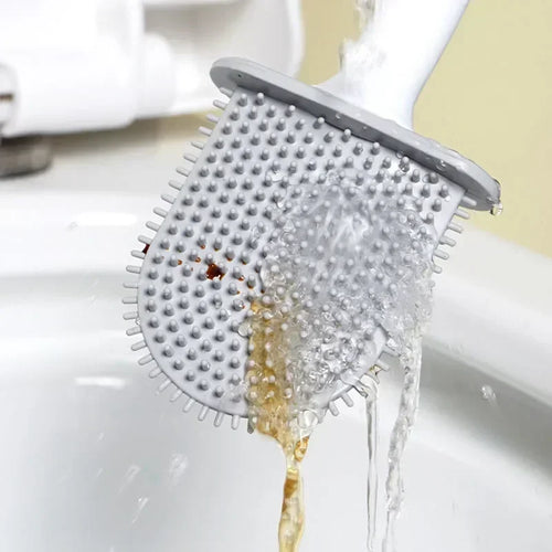 Silicone toilet brush with flexible handle and quick-drying holder - vue 5 sur 8