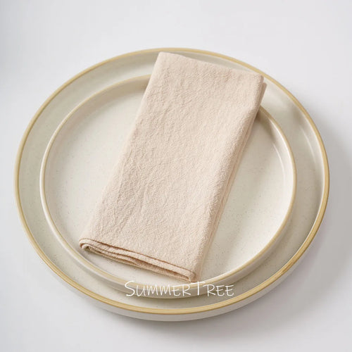 Set of 12 vintage-style washed cotton napkins - vue 6 sur 7
