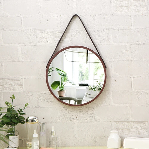 retro round wooden decorative mirrors for home decor - vue 3 sur 7