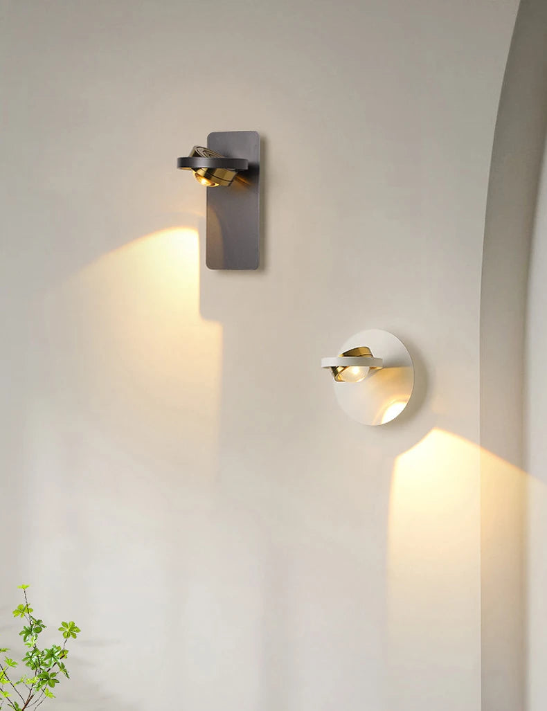 Minimalist Scandinavian rotating wall light with LED