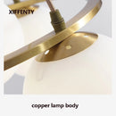 Nordic design chandelier with 4 glass and copper bulbs