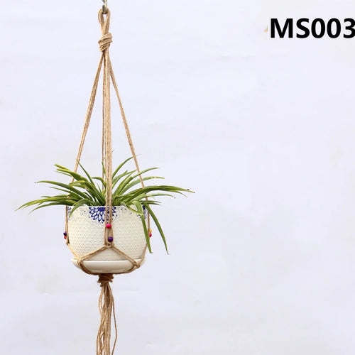 hemp rope hanging basket for decorative plants - vue 10 sur 16
