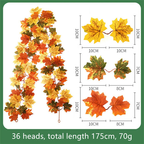 Decorative artificial silk maple leaf garland for garden - vue 14 sur 16
