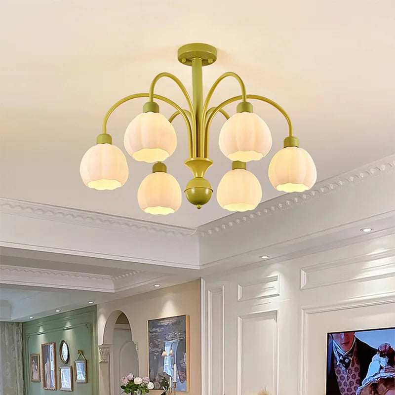 Modern glass pumpkin lampshade chandelier 2023 for home decoration