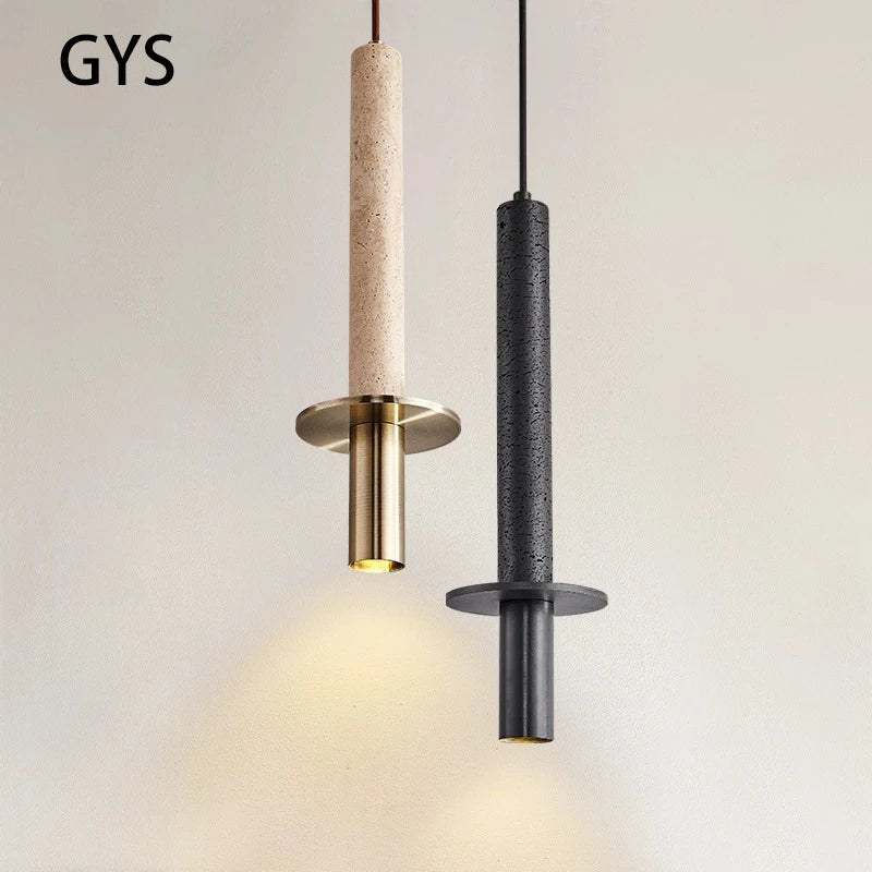 Modern nordic LED pendant lamp for bedside with long line yellow and black stone