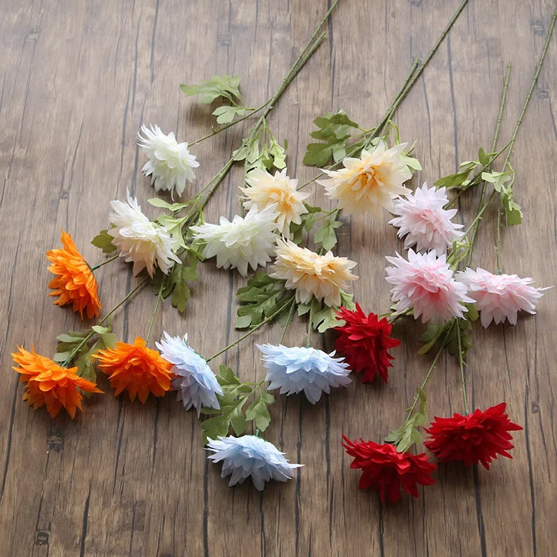 Set of 4 decorative artificial silk dahlia branches