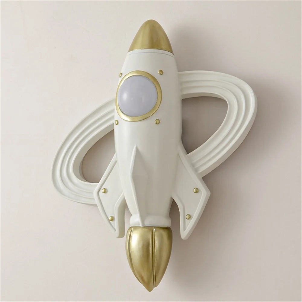 Space rocket LED wall light for children's bedroom with remote control
