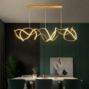 Minimalist modern stainless steel chandelier with decorative waves