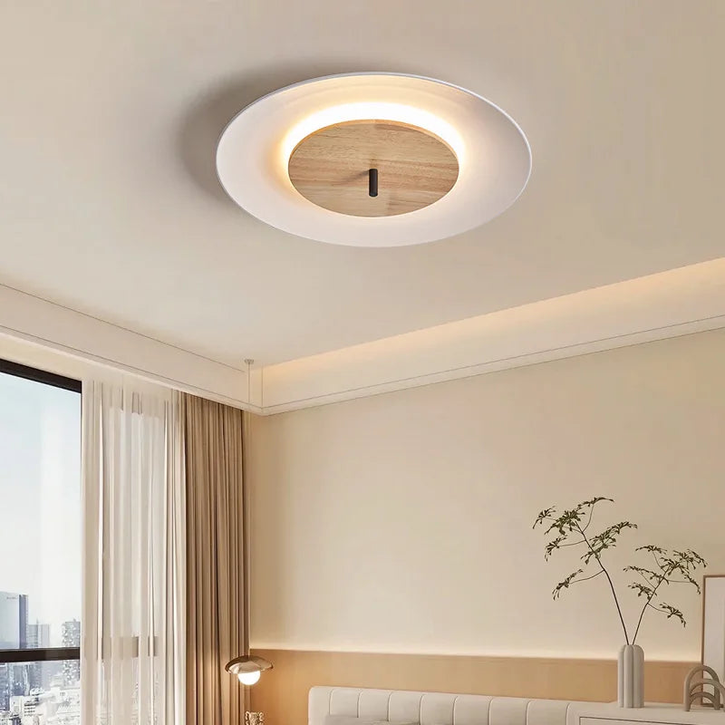 Modern wood ceiling light with LED and remote control