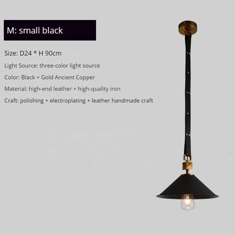 Modern leather chandelier with pendant light and crystal glass - vue 14 sur 14