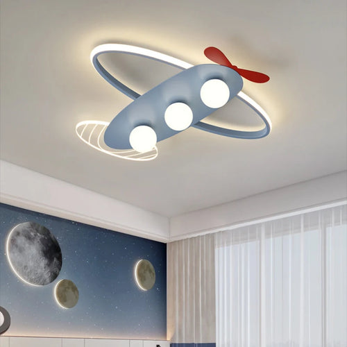 Modern airplane LED ceiling light for children's room - vue 2 sur 10