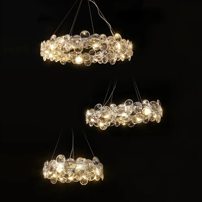 Dimmable crystal LED pendant light with magic ring - vue 4 sur 12