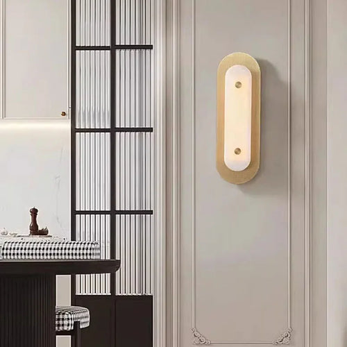 Natural marble art deco gold copper elegant wall light - vue 4 sur 8