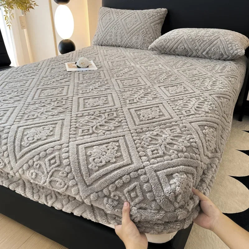 Plush Mattress Cover For Bed,stretch Soft Material Fitted Sheet, Keep Warm,dust Protector,machine Washable 90X200,180X200 - vue 7 sur 20