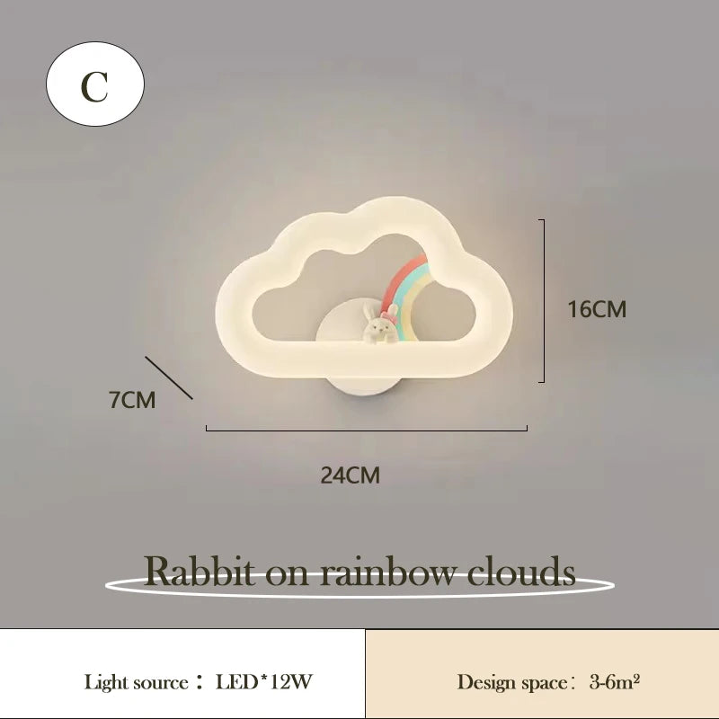Rainbow cloud LED wall light for children's room - vue 5 sur 6