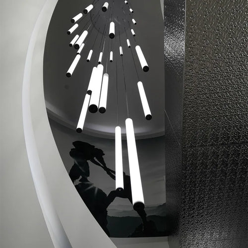 Modern minimalist long spiral tube LED chandelier 2023 - vue 4 sur 15