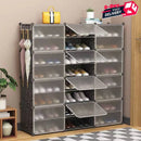 foldable shoe organizer with transparent lid and compartments