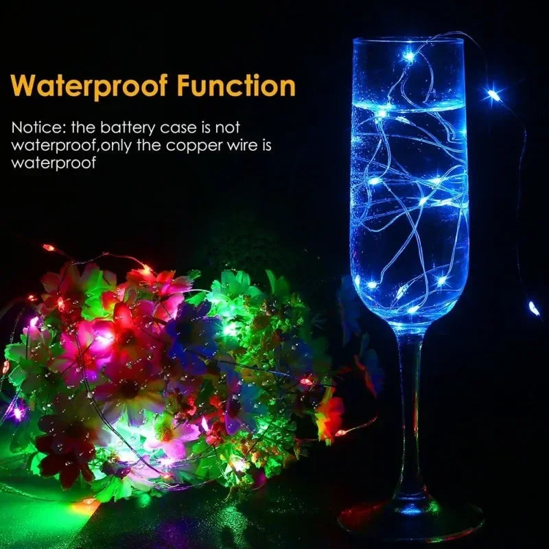 Copper wire LED string lights for festive decoration - vue 3 sur 14
