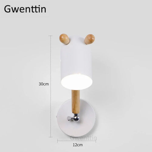 Nordic wooden and iron wall light for children - vue 6 sur 9