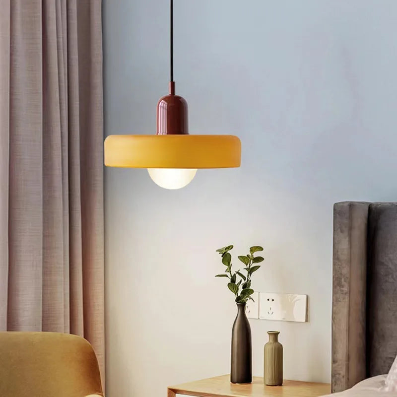 Modern colourful glass hanging chandelier for interiors - vue 5 sur 20