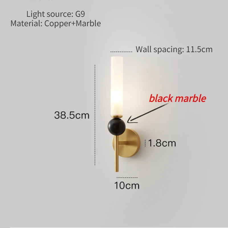 Marble and copper wall light for interior decoration - vue 10 sur 10