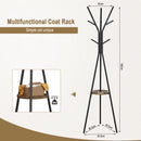 tree-shaped hat and clothing display stand with hooks and shelf