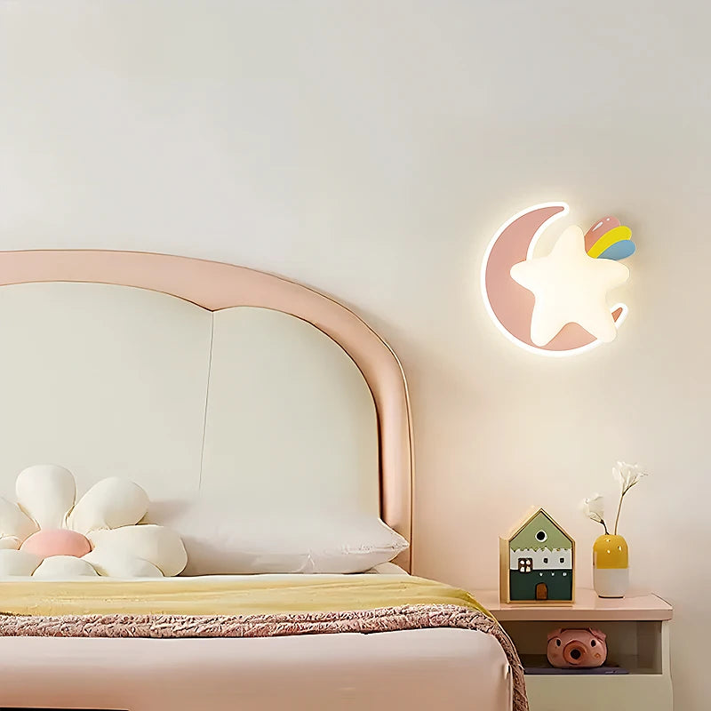 children's designer princess star wall light for bedroom - vue 6 sur 10