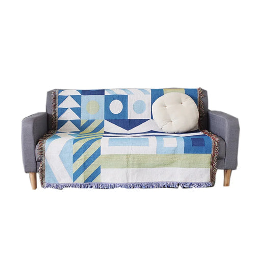 Nordic jacquard geometric sofa throw autumn - vue 5 sur 5