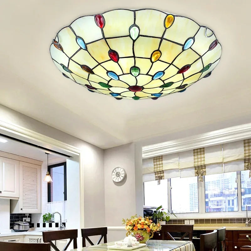 Nordic bohemian Tiffany ceiling light for interior decoration - vue 3 sur 9