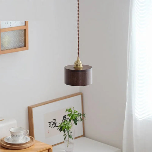 Modern nordic style wooden LED pendant light for loft, bar or restaurant - vue 5 sur 10