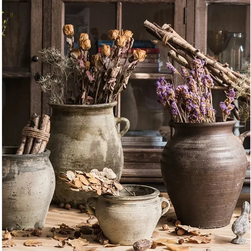 rustic pottery planters for indoor and outdoor decoration