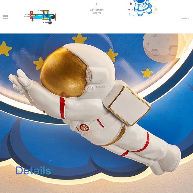 Astronaut cloud-shaped LED dimmable chandelier with remote and eye protection - vue 4 sur 11