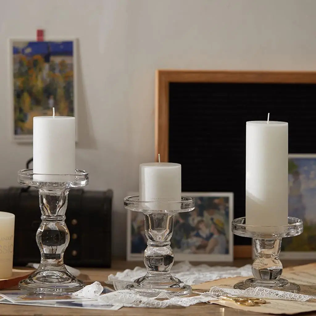 Clear glass candle holders for home decor and events
