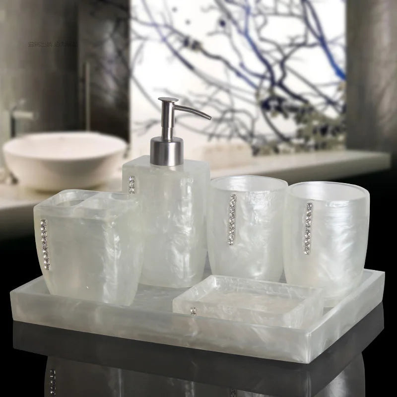 pearl resin wedding accessory set for bathroom