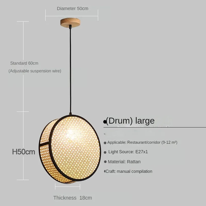 Creative woven rattan chandelier for elegant interior decor - vue 9 sur 9