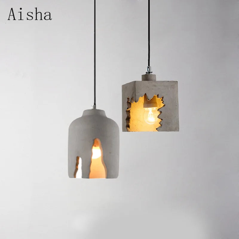 Retro cement pendant light industrial style for decorative interiors