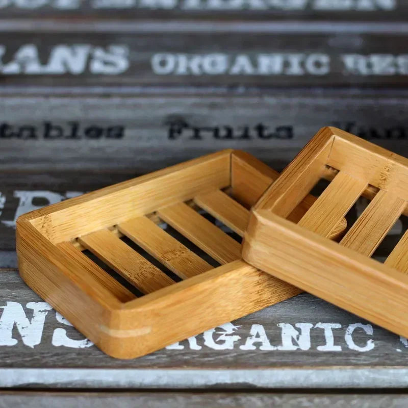 Natural bamboo wood soap dish for storage and organisation - vue 4 sur 7