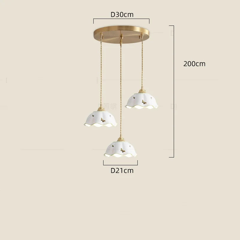 Modern ceramic flower pendant light - vue 16 sur 30