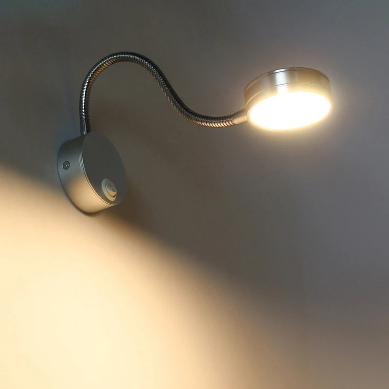 Modern LED wall light with flexible arm and switch - vue 6 sur 6
