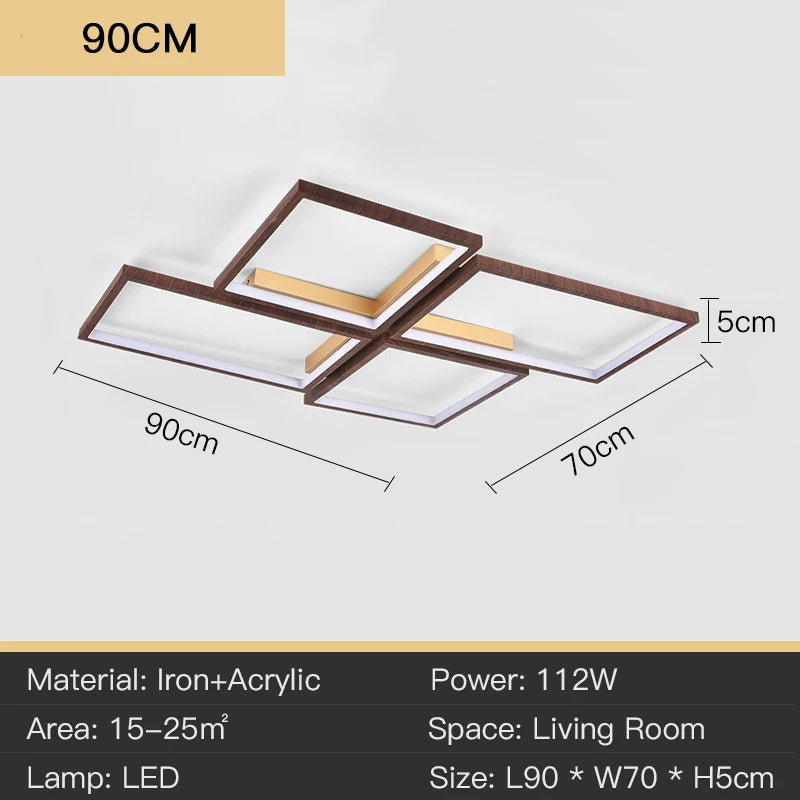 Modern LED ceiling light in elegant metal and wood - vue 8 sur 10
