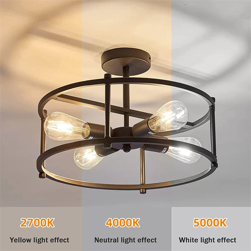 Black metal chandelier for versatile indoor lighting - vue 4 sur 6