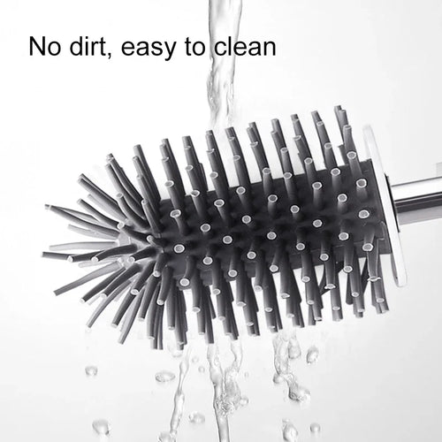 Silicone toilet brush with wall-mounted or freestanding holder - vue 3 sur 10
