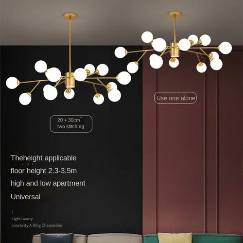 Nordic LED chandelier with glass globe for pendant lights - vue 5 sur 14
