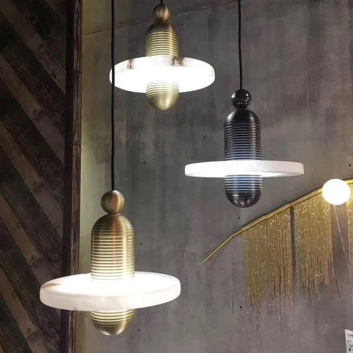 Spanish natural marble pendant light for elegant décor - vue 3 sur 14