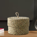 handmade woven rattan storage basket with lid