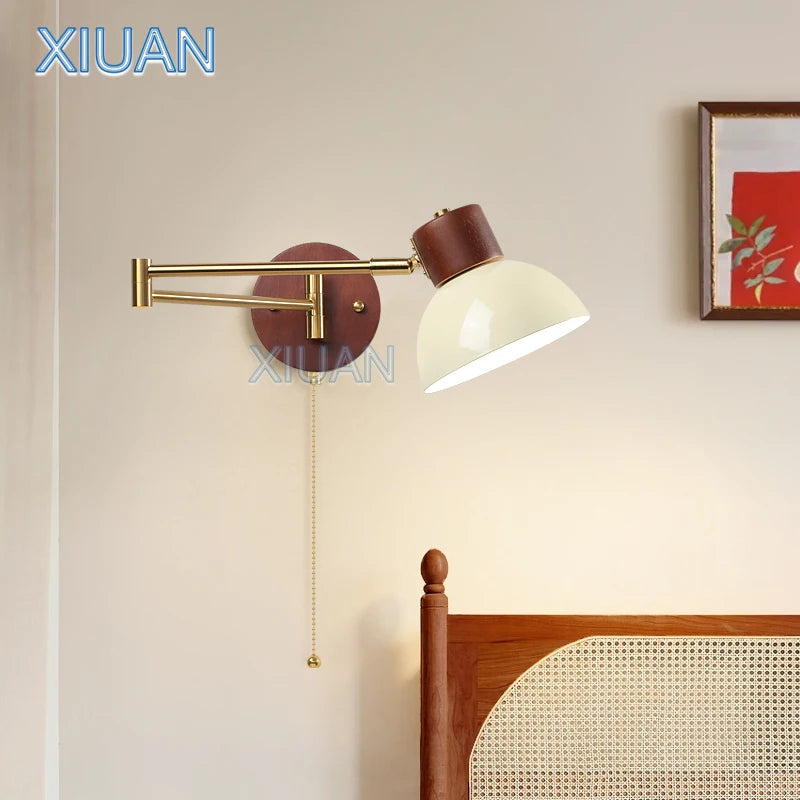 European vintage wall light with switch and long adjustable arm