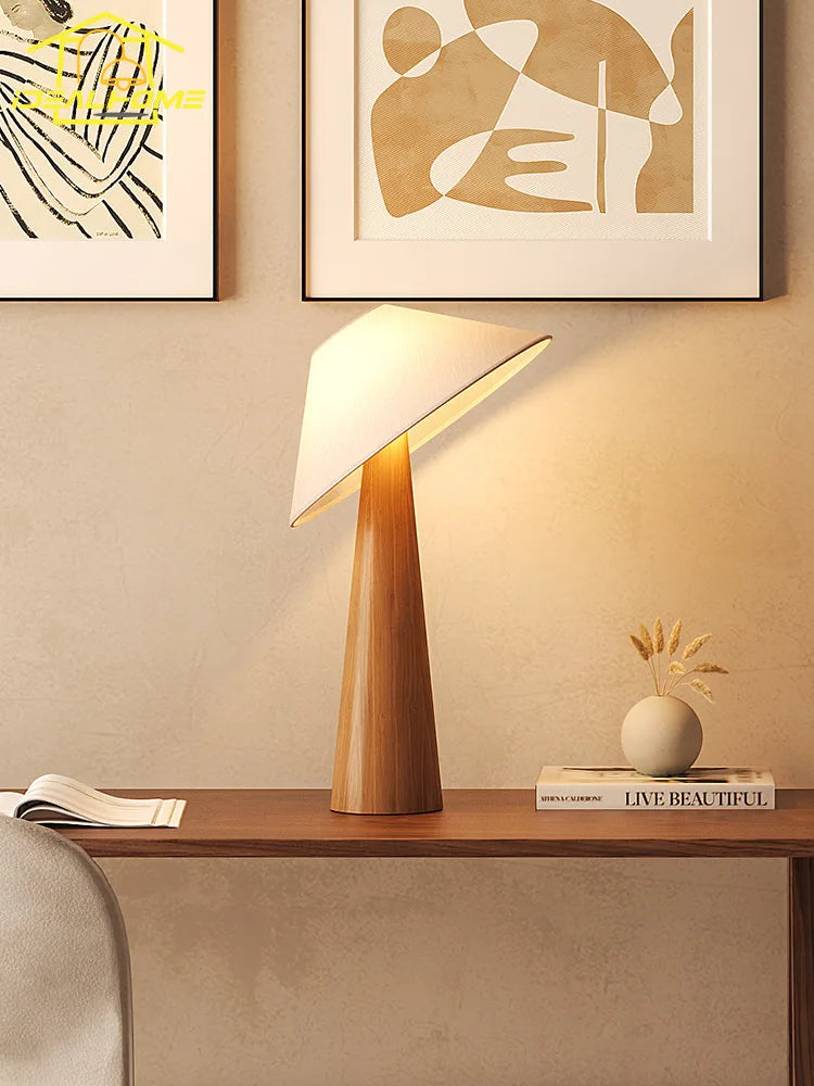 Japanese wabi-sabi zen art solid wood floor lamp - vue 3 sur 9