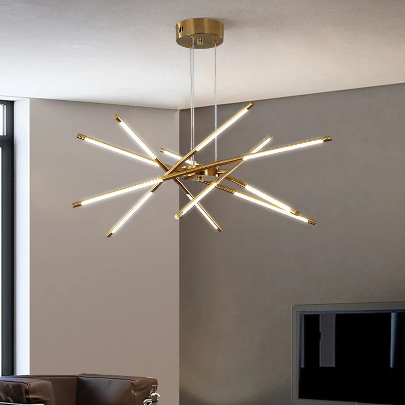 Designer stick shape chandelier with LED fixtures